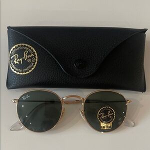 Ray-Ban Gold Frame Sunglasses with Black Case